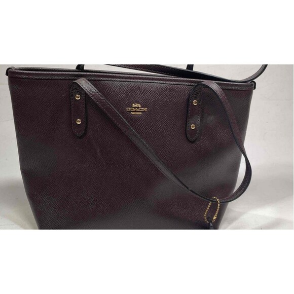 Coach Brown/Purple Leather Tote Handbag - Picture 2 of 6